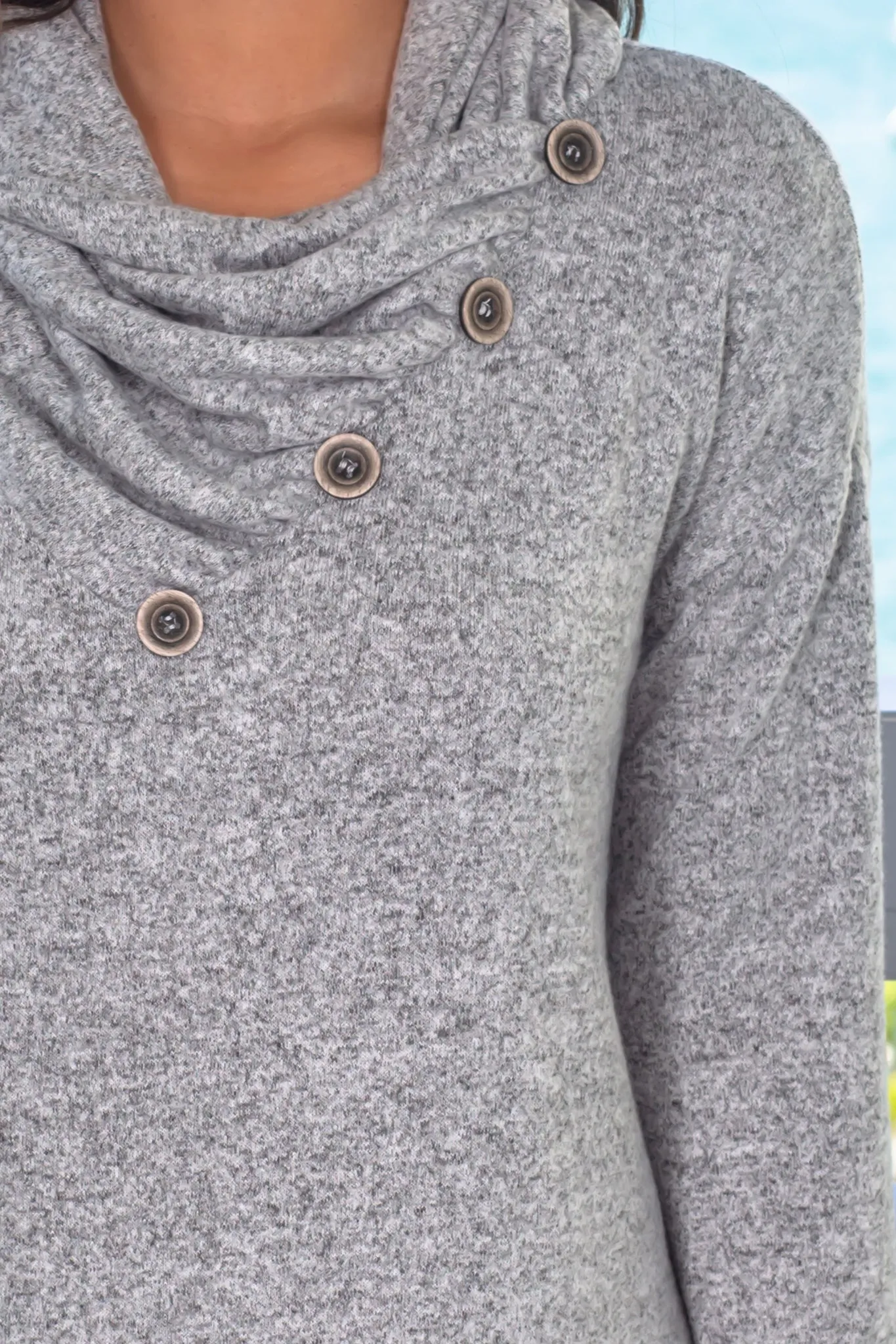 Heather Gray Cowl Neck Top