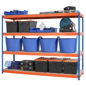 Heavy Duty Industrial Shelving Unit 4 Levels - 1800mm H x 2400mm W x 600mm D - 400KG's UDL Per Shelf