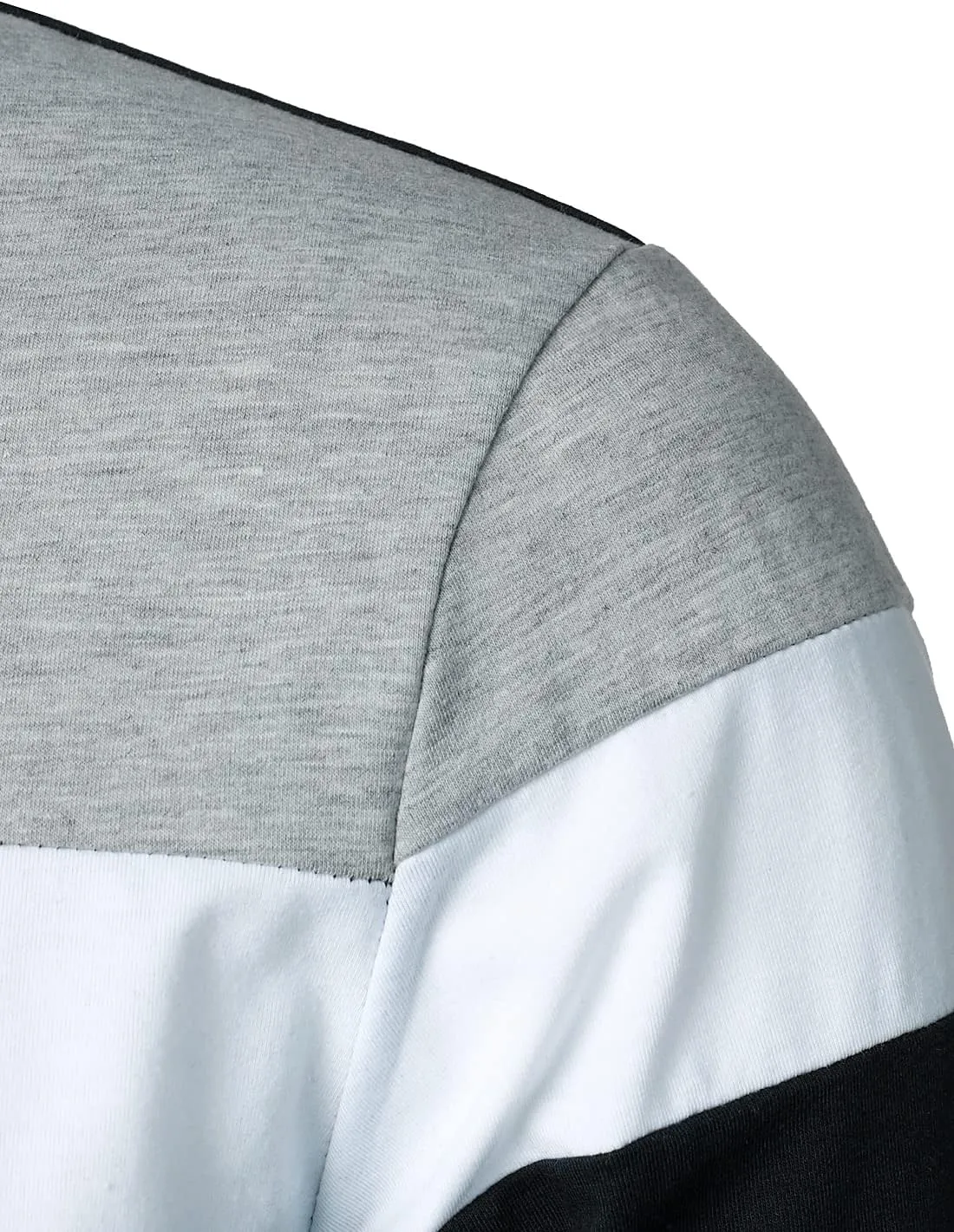 HOOD CREW Mens Long Sleeve Shirts Fashion Color Block Striped Polo Shirt