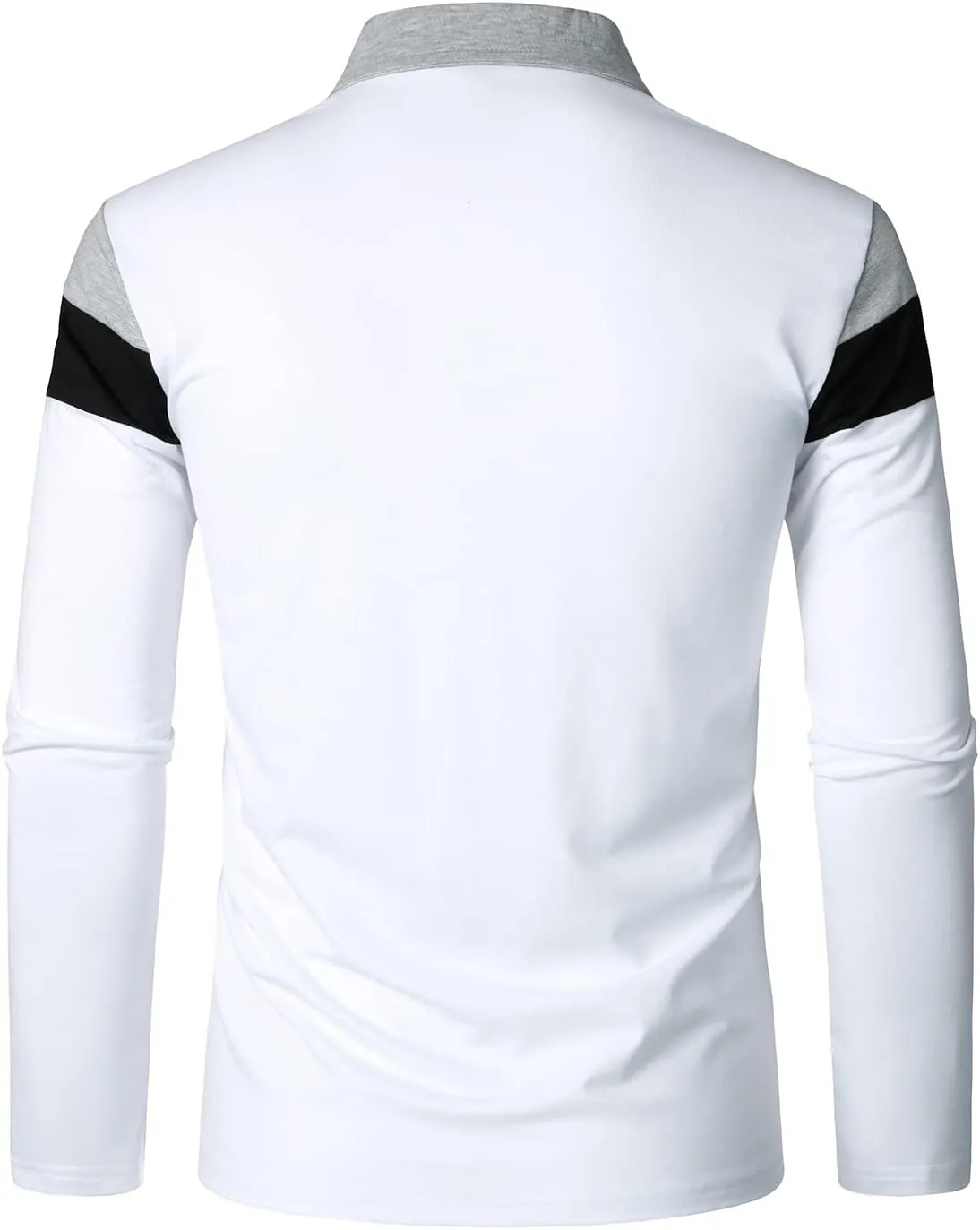 HOOD CREW Mens Long Sleeve Shirts Fashion Color Block Striped Polo Shirt