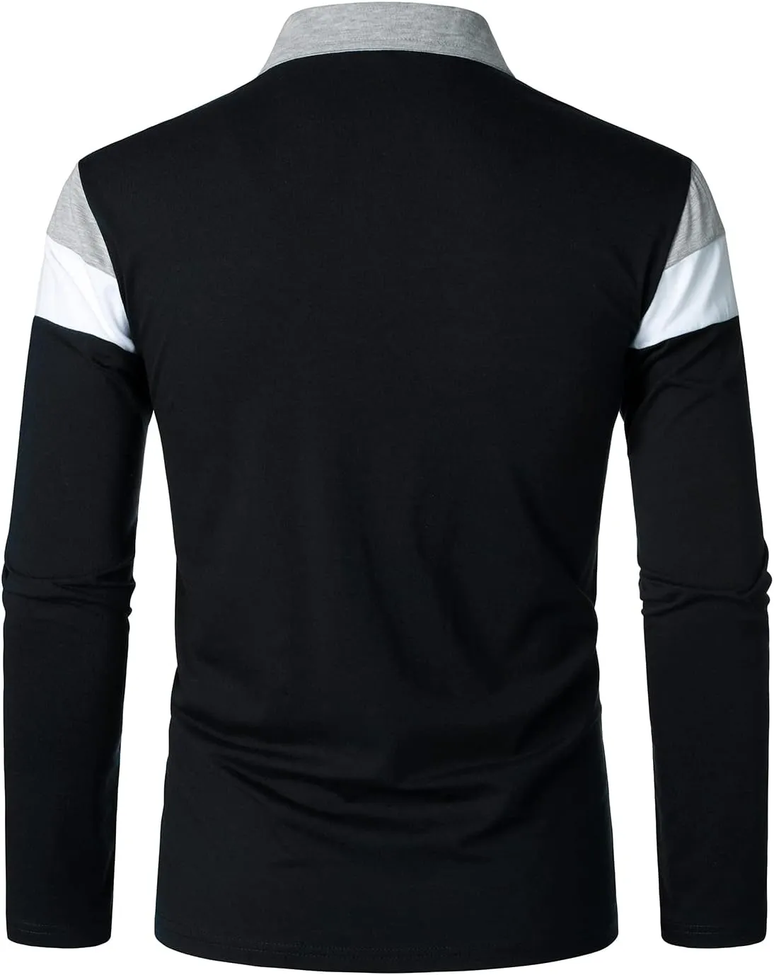 HOOD CREW Mens Long Sleeve Shirts Fashion Color Block Striped Polo Shirt