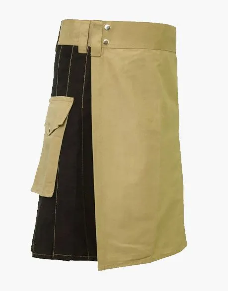HYBRID KILT IN TWO TONES-BLACK AND KHAKI
