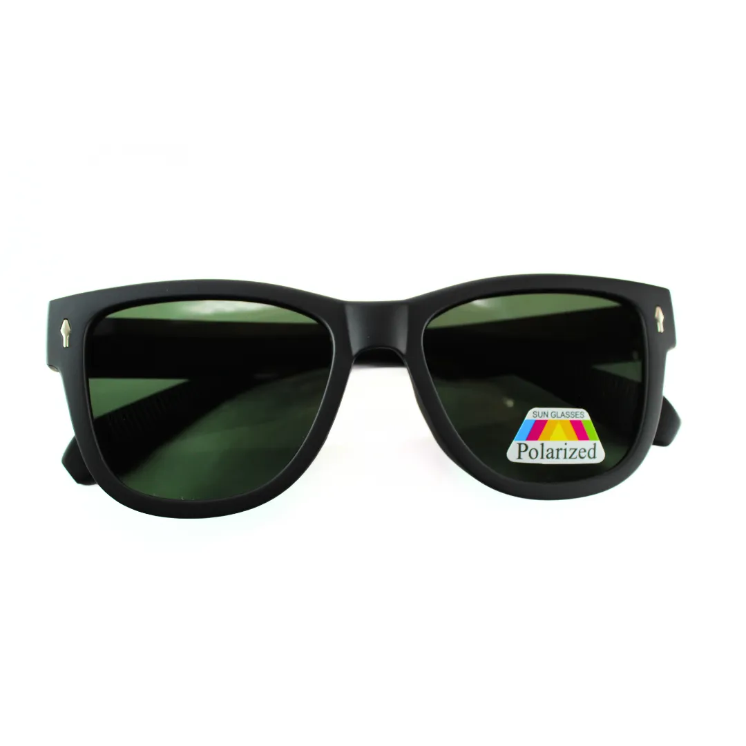 Jubleelens Large Wayfarer Matte Black - Green Polarized 2 Sunglasses: Make a Statement with These Timeless and Stylish Shades
