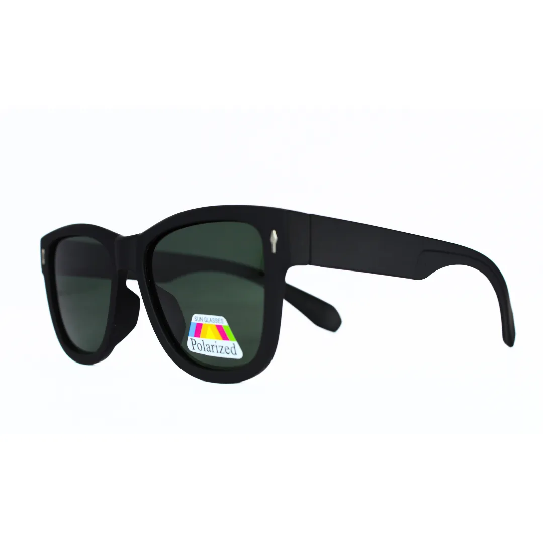 Jubleelens Large Wayfarer Matte Black - Green Polarized 2 Sunglasses: Make a Statement with These Timeless and Stylish Shades