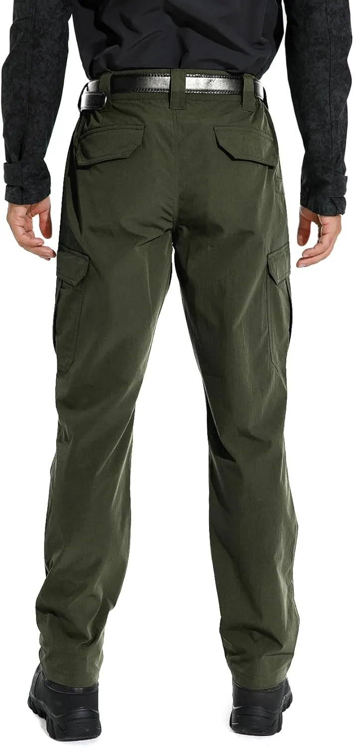 KFUBUO Men's Lightweight Ripstop Tactical Cargo Pants, Water Resistant Hiking Work Pants Relaxed Fit Black