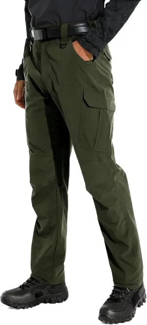 KFUBUO Men's Lightweight Ripstop Tactical Cargo Pants, Water Resistant Hiking Work Pants Relaxed Fit Black