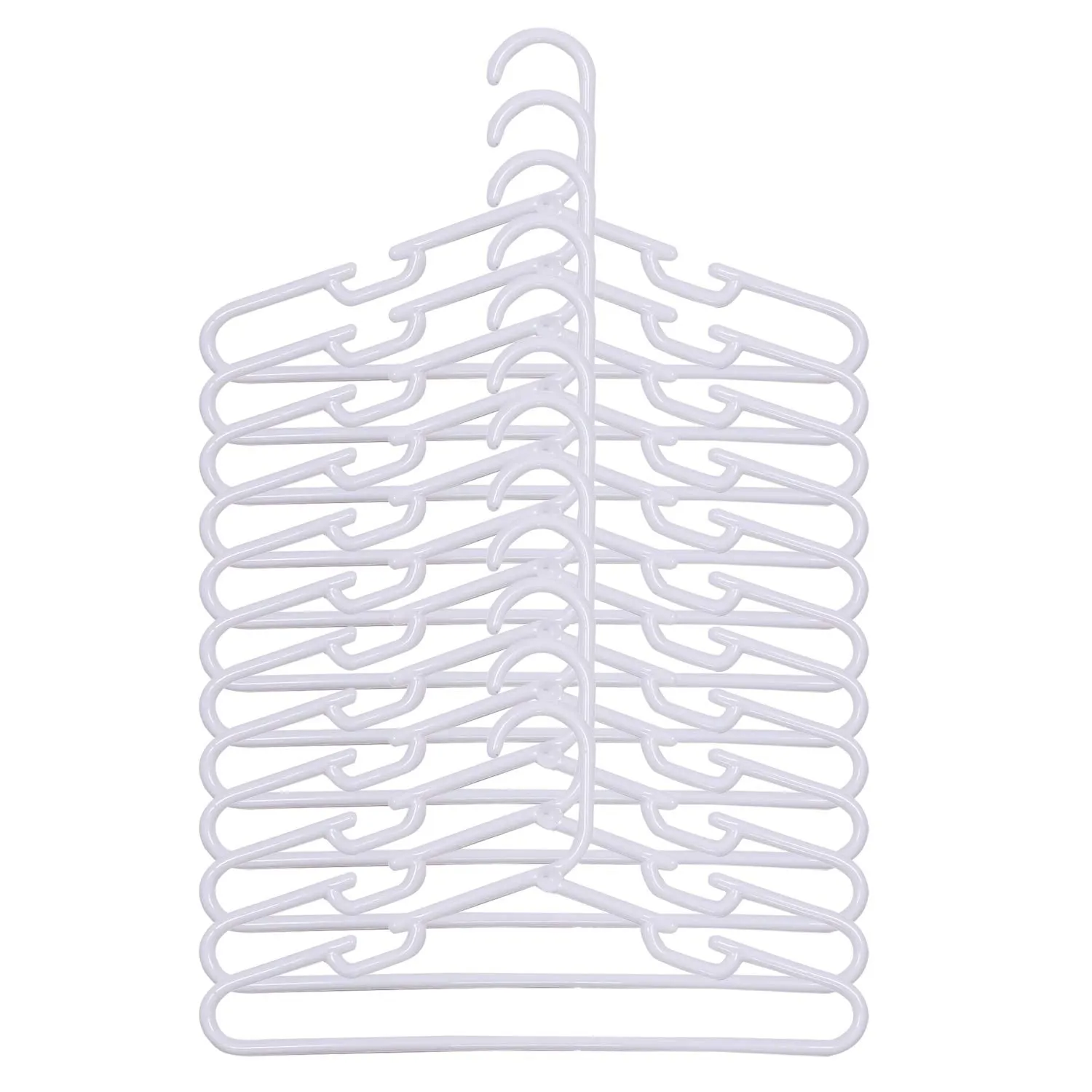 Kuber Industries Plastic Baby Hanger Set for Wardrobe|Non-Slip Clothes Hangers|Size 29 x 15 x 1 CM|Pack of 12 Pcs (White) -CTLTC10579