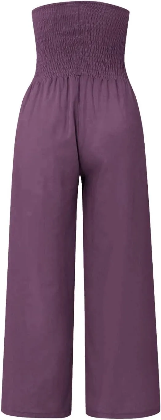 Ladies Wide Leg Trousers Fashion Solid Color Summer Women's High Waisted Trendy Pants Straight Leg 2024 Loose