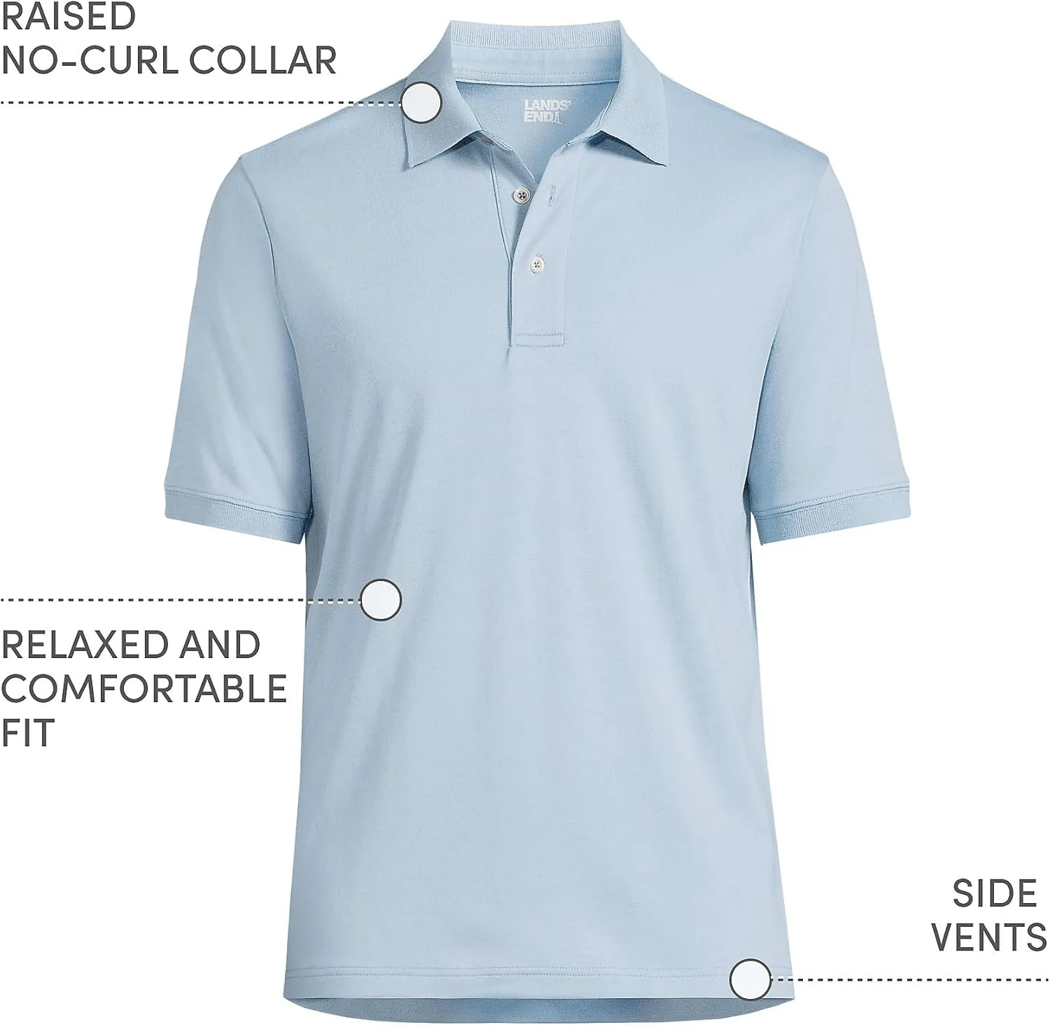 Lands' End Men's Short Sleeve American-Grown Supima Cotton Polo Shirt