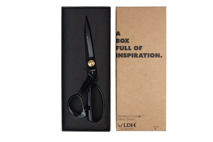 LDH Midnight Edition Fabric Shears - 9" with Rubber Handles