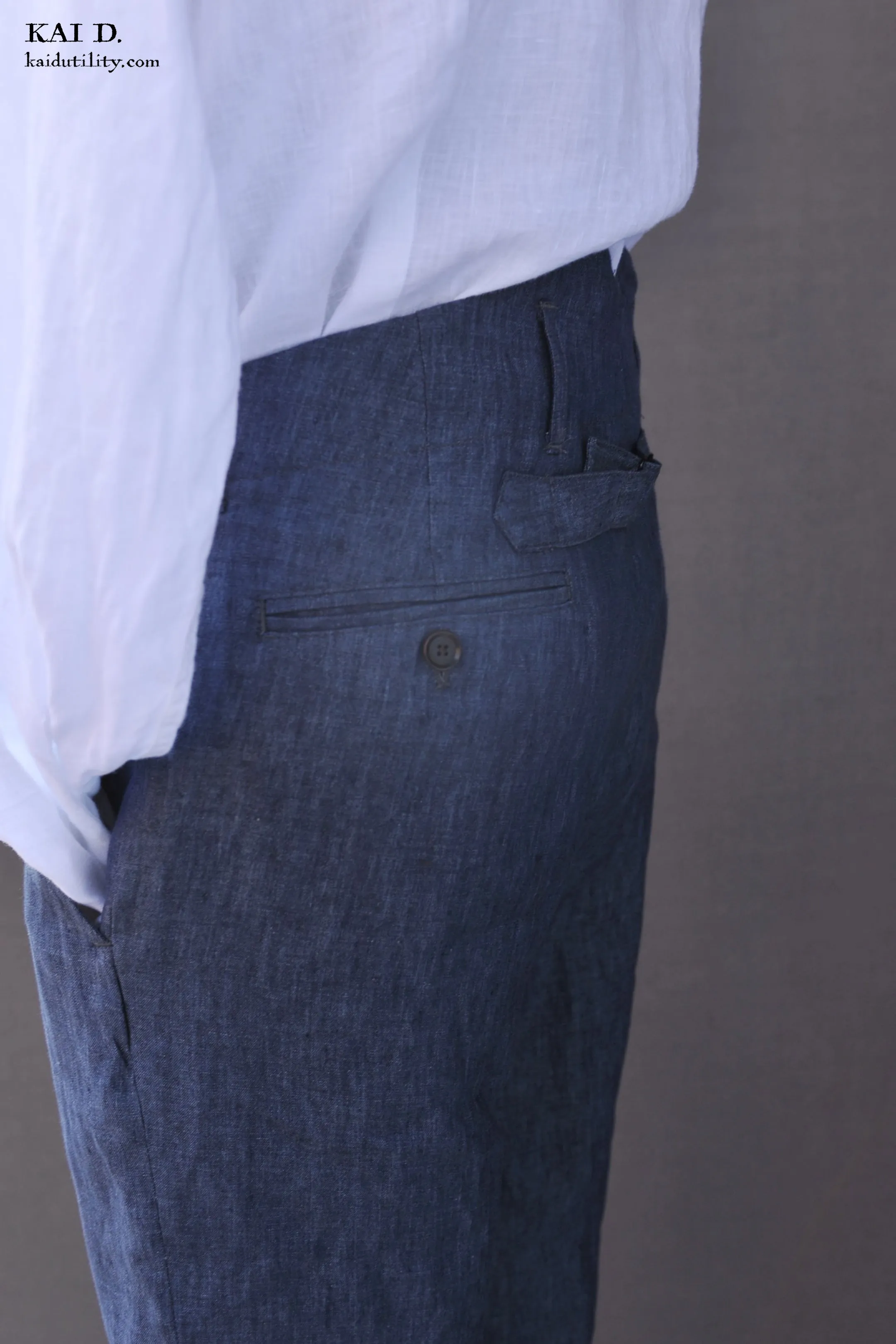 Light Belgian Linen Borough Pants - Denim Blue - 30, 32, 34
