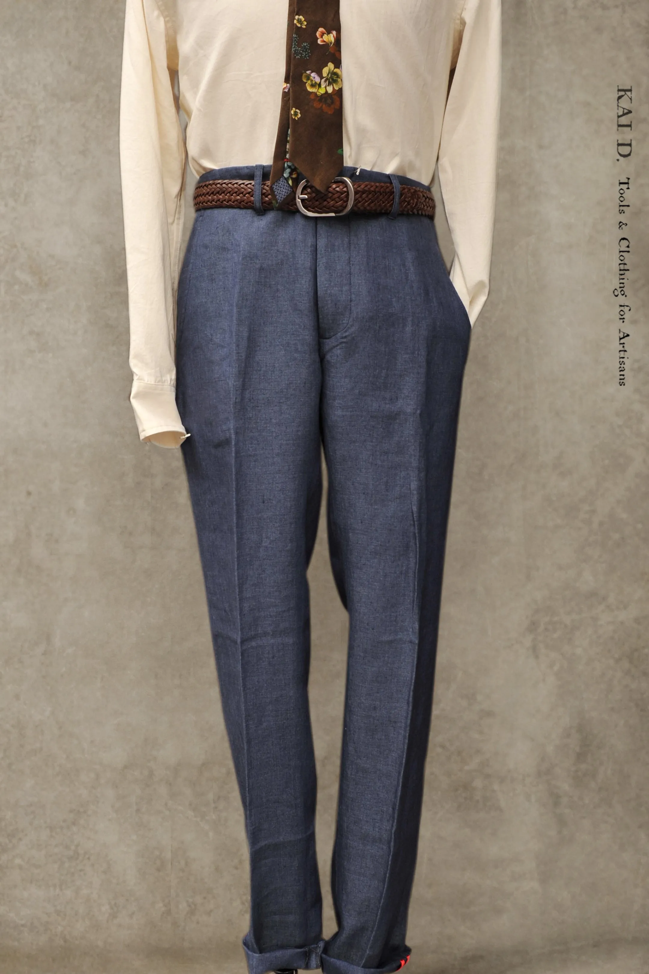 Light Belgian Linen Borough Pants - Denim Blue - 30, 32, 34