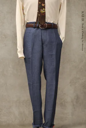 Light Belgian Linen Borough Pants - Denim Blue - 30, 32, 34