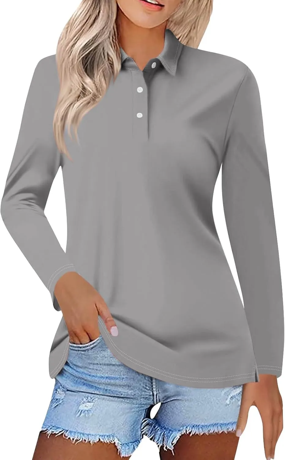 Long Sleeve Work Polo Shirt for Women Quick Dry Athletic Tennis Golf T Shirt Fashion Casual Office Dressy Tunic Tees