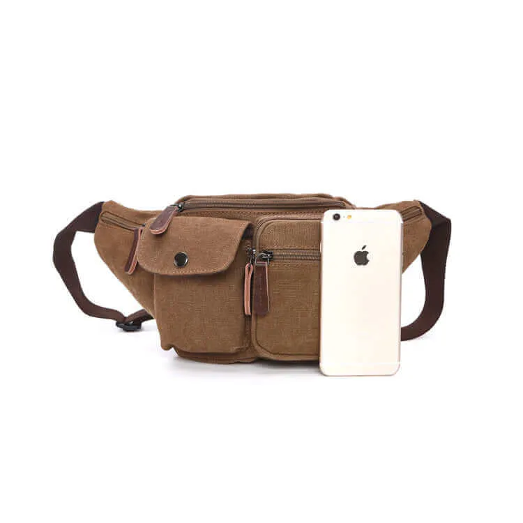 Men's Canvas Bum Bag with Multiple Pockets
