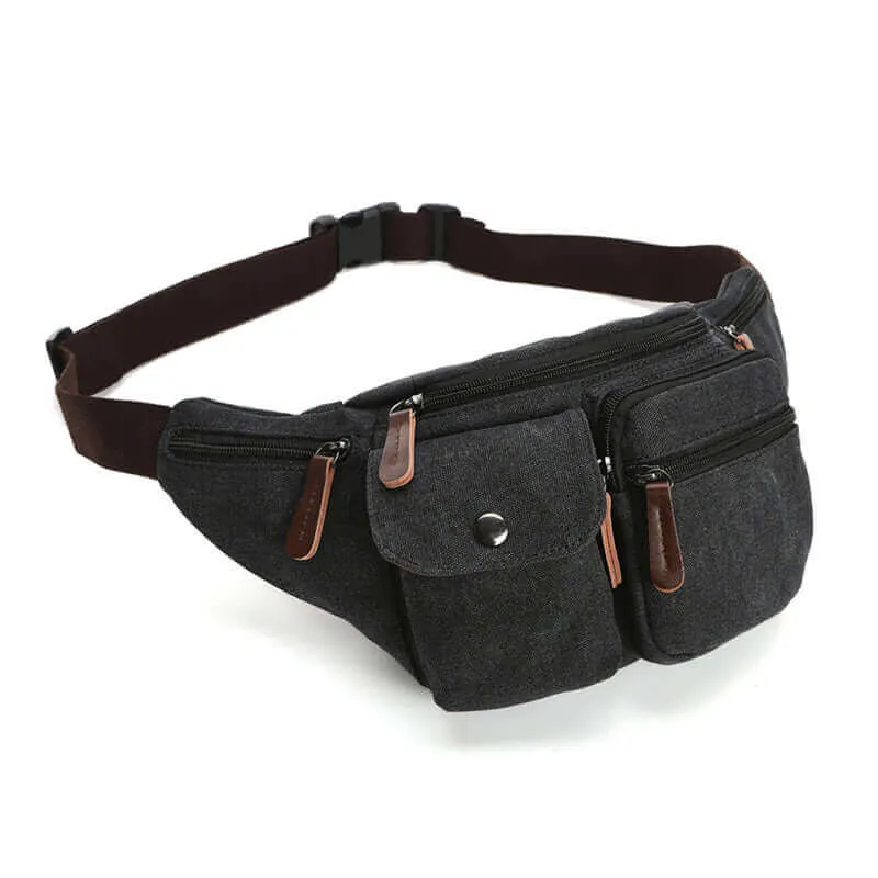 Men's Canvas Bum Bag with Multiple Pockets