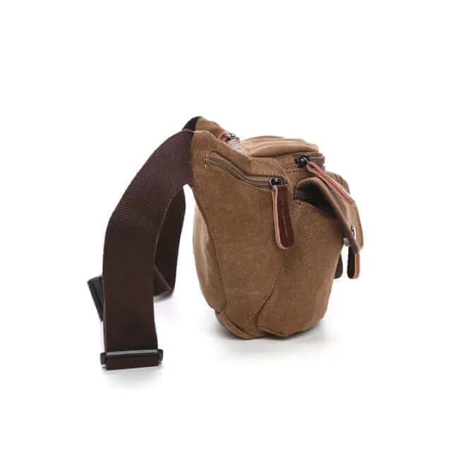 Men's Canvas Bum Bag with Multiple Pockets