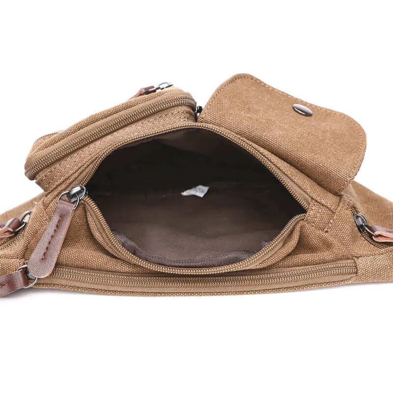 Men's Canvas Bum Bag with Multiple Pockets