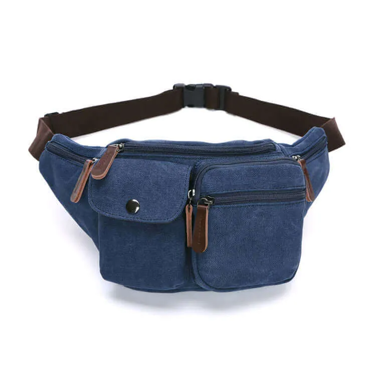 Men's Canvas Bum Bag with Multiple Pockets