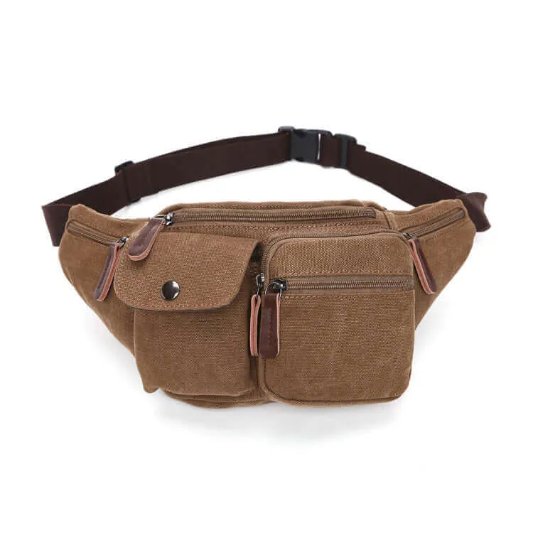 Men's Canvas Bum Bag with Multiple Pockets