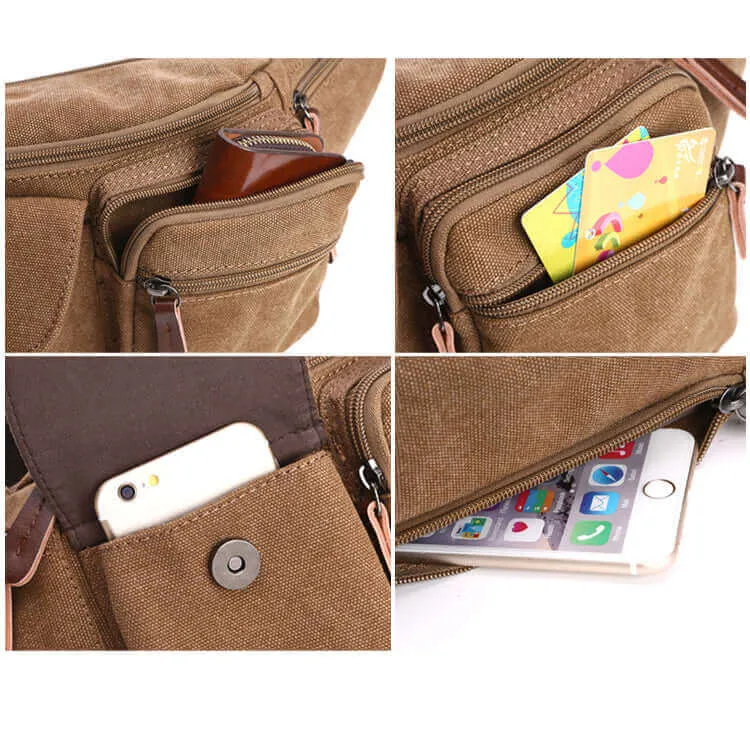 Men's Canvas Bum Bag with Multiple Pockets