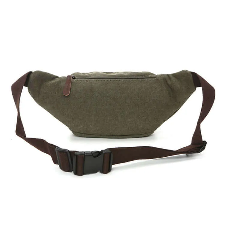 Men's Canvas Bum Bag with Multiple Pockets