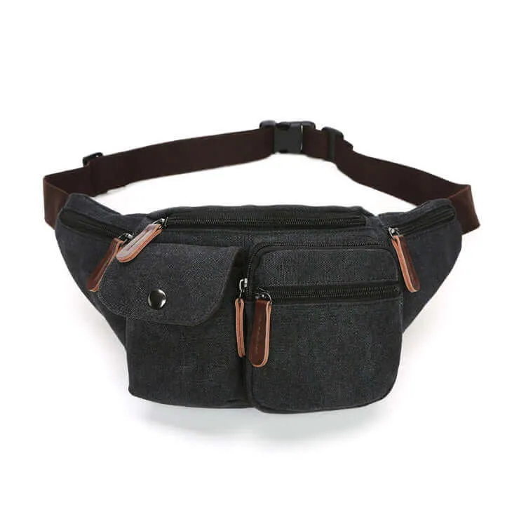 Men's Canvas Bum Bag with Multiple Pockets