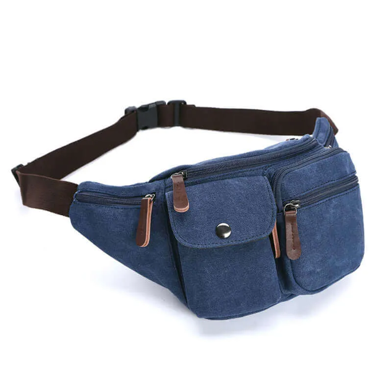 Men's Canvas Bum Bag with Multiple Pockets