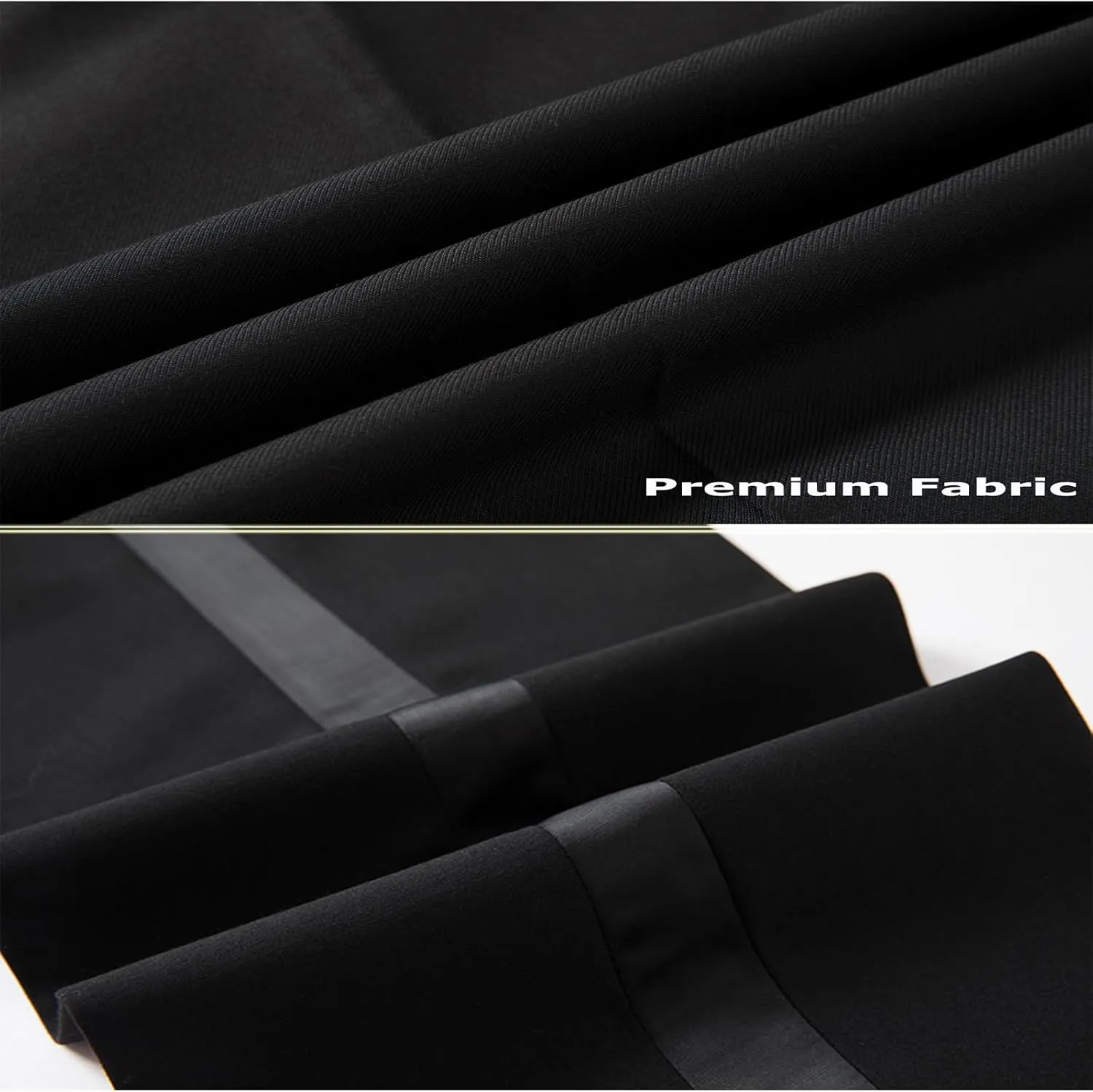Men's Fit Flat Front Tuxedo Pants Slim Formal Black Stripe Trousers with Adjustable Waistband Dress Pants for Prom