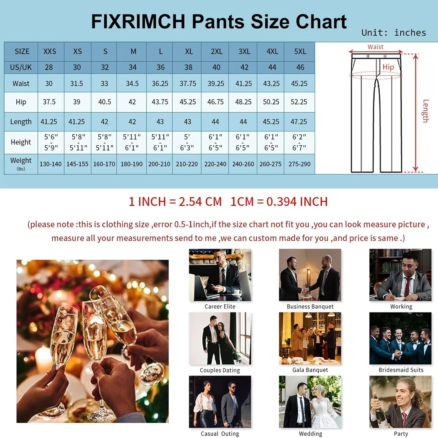 Men's Fit Flat Front Tuxedo Pants Slim Formal Black Stripe Trousers with Adjustable Waistband Dress Pants for Prom