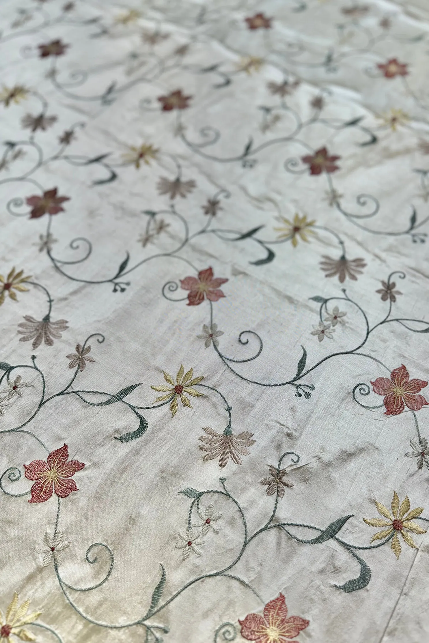 Multicolor Embroidered Dupioni Silk MED-203/3