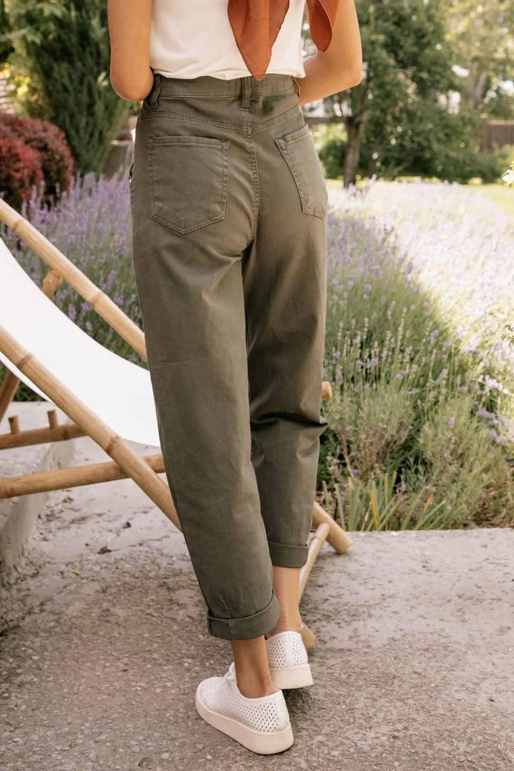 Olive Baggy Denim Pants