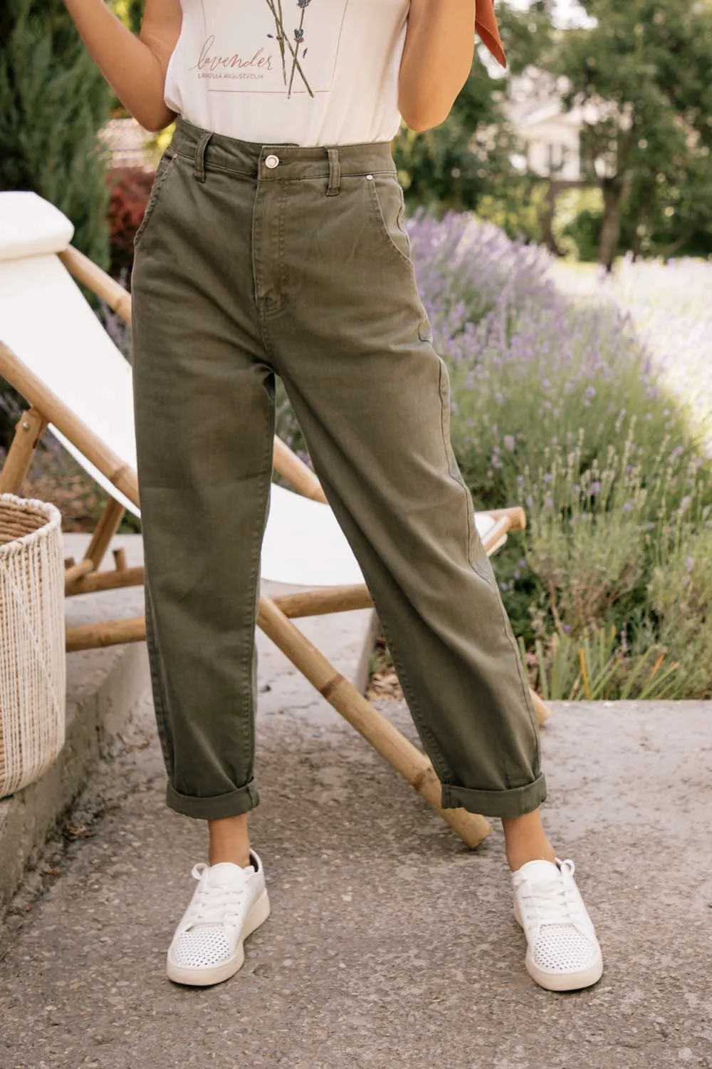 Olive Baggy Denim Pants