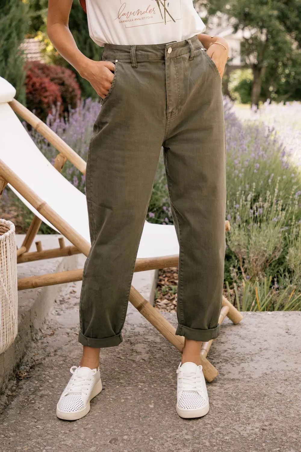 Olive Baggy Denim Pants