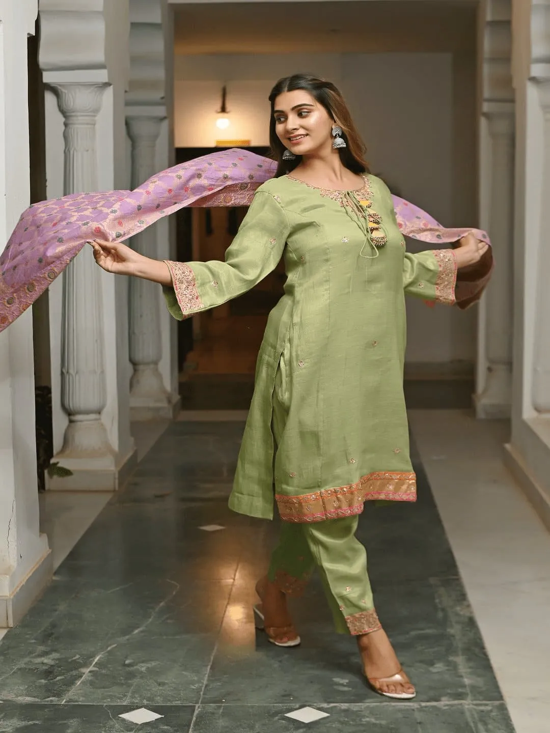 Olive Green Compliments Kurta Set