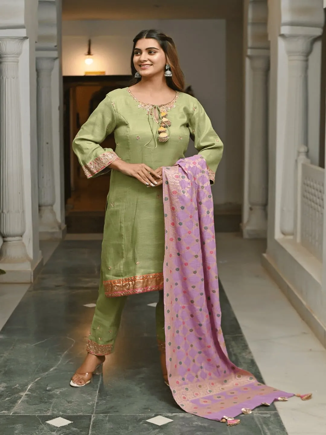 Olive Green Compliments Kurta Set