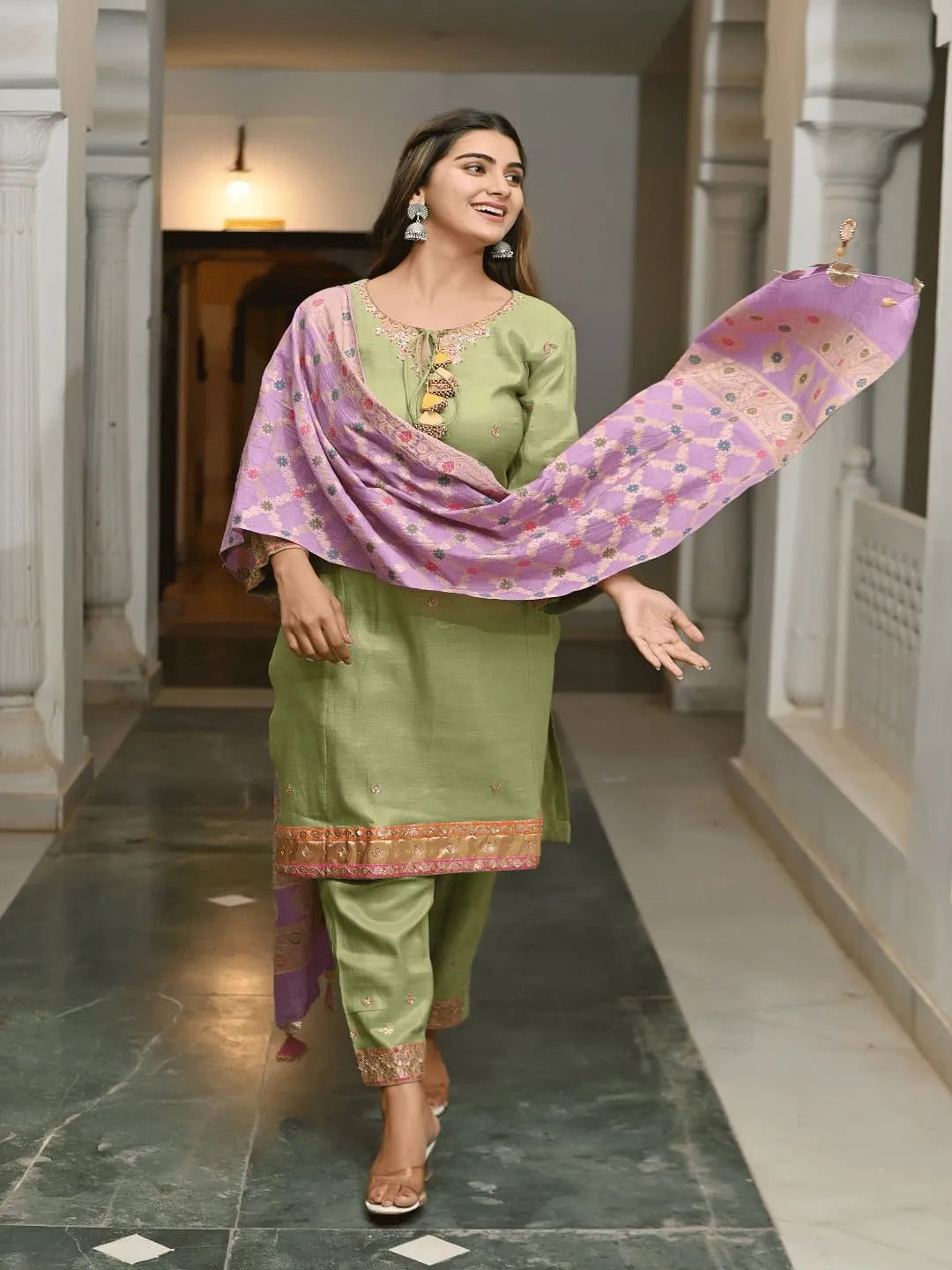 Olive Green Compliments Kurta Set