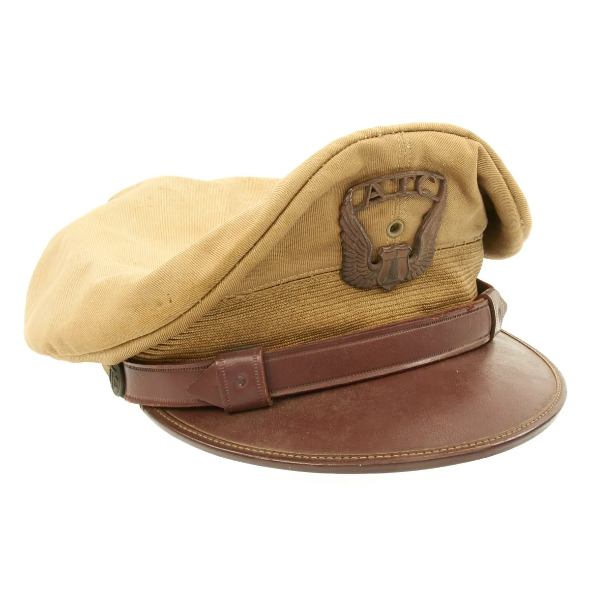 Original U.S. WWII Air Transport Command (ATC) Khaki Crush Peaked Visor Cap