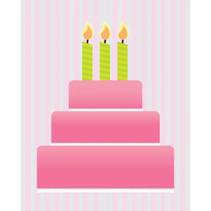 Pink Birthday Cake Printed Backdrop