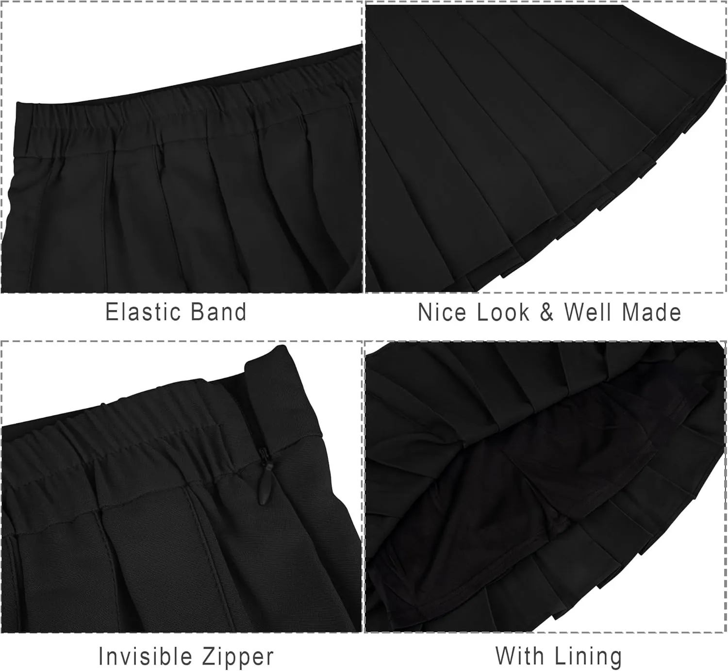 Pleated Skirt for Women Skater Skirt with Shorts Elastic Waist Plus Size Tennis Skirts