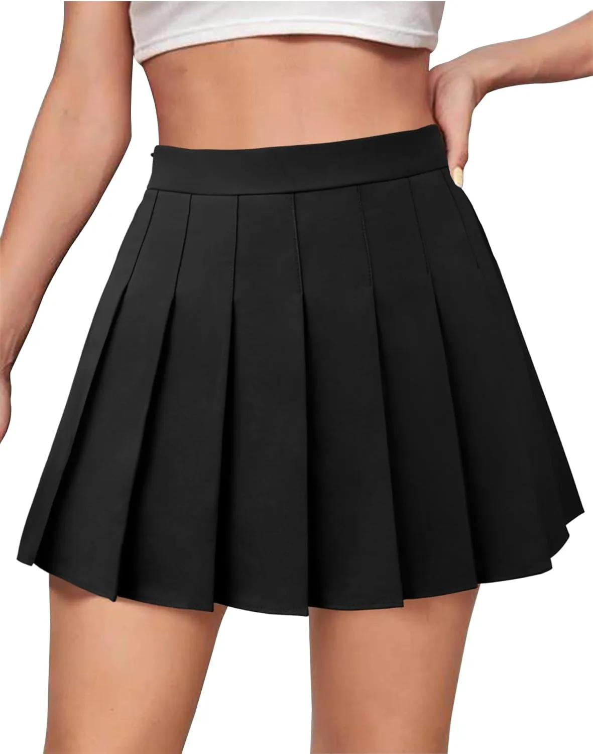 Pleated Skirt for Women Skater Skirt with Shorts Elastic Waist Plus Size Tennis Skirts