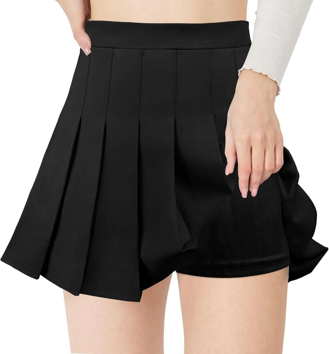Pleated Skirt for Women Skater Skirt with Shorts Elastic Waist Plus Size Tennis Skirts