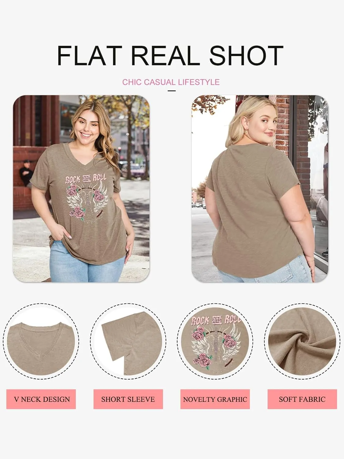 Plus Size Tops Womens V Neck Western Cowgirl T-Shirts Vintage Country Music Graphic Tee Shirt