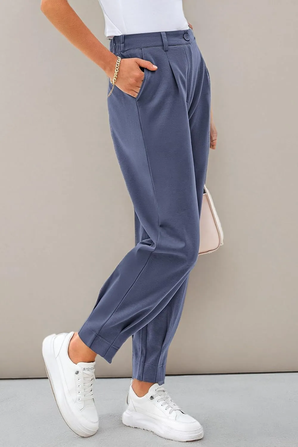 PRETTYGARDEN Women's High Waisted Pants Dressy Casual Ankle Length Work Office Trouser Slacks with Pockets