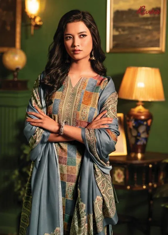Rivaa Unstitched Grey Cotton Satin Suit Dress Material for Women