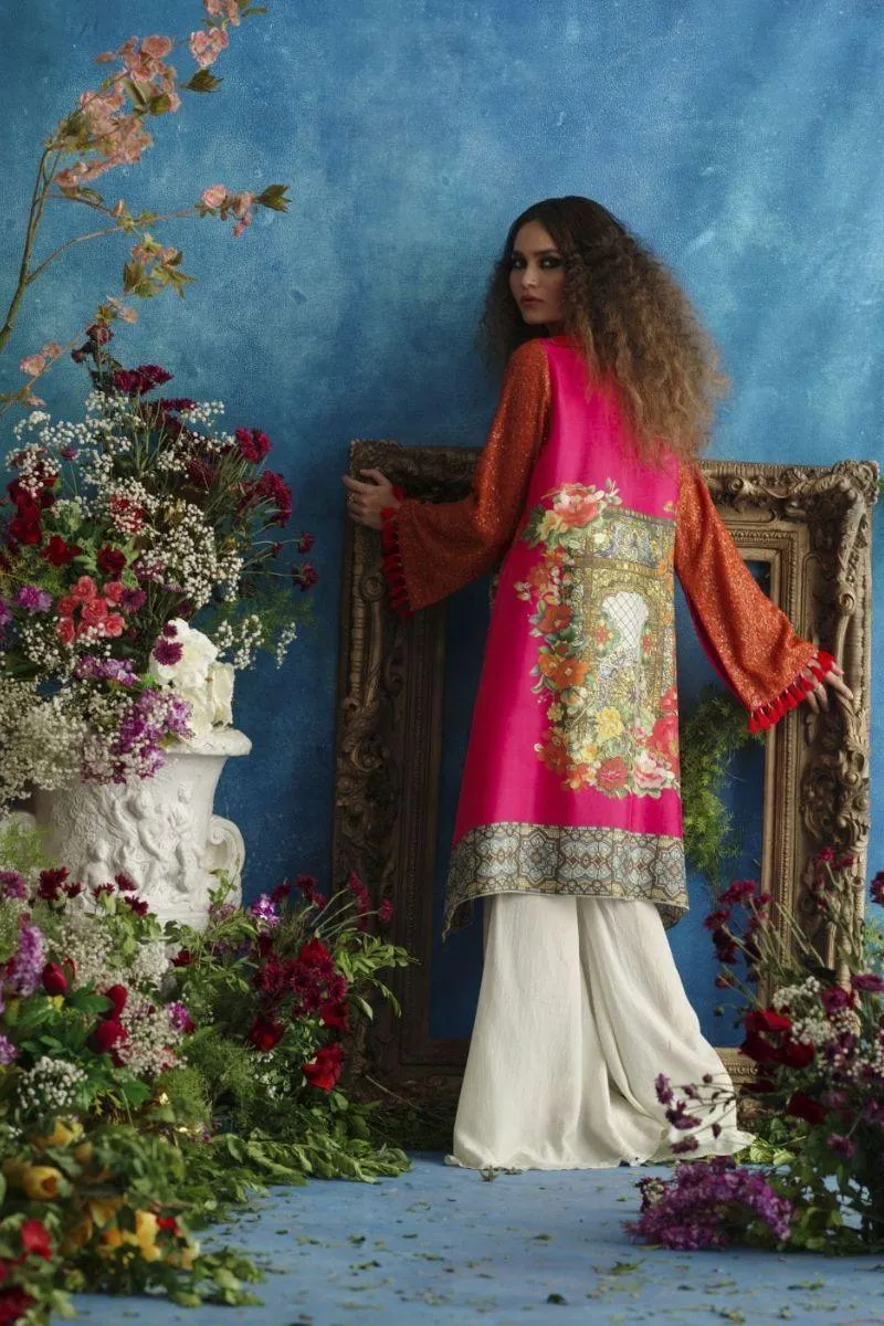 Shamaeel - Digitally Printed Pure Raw Silk Tunic - F-9 A