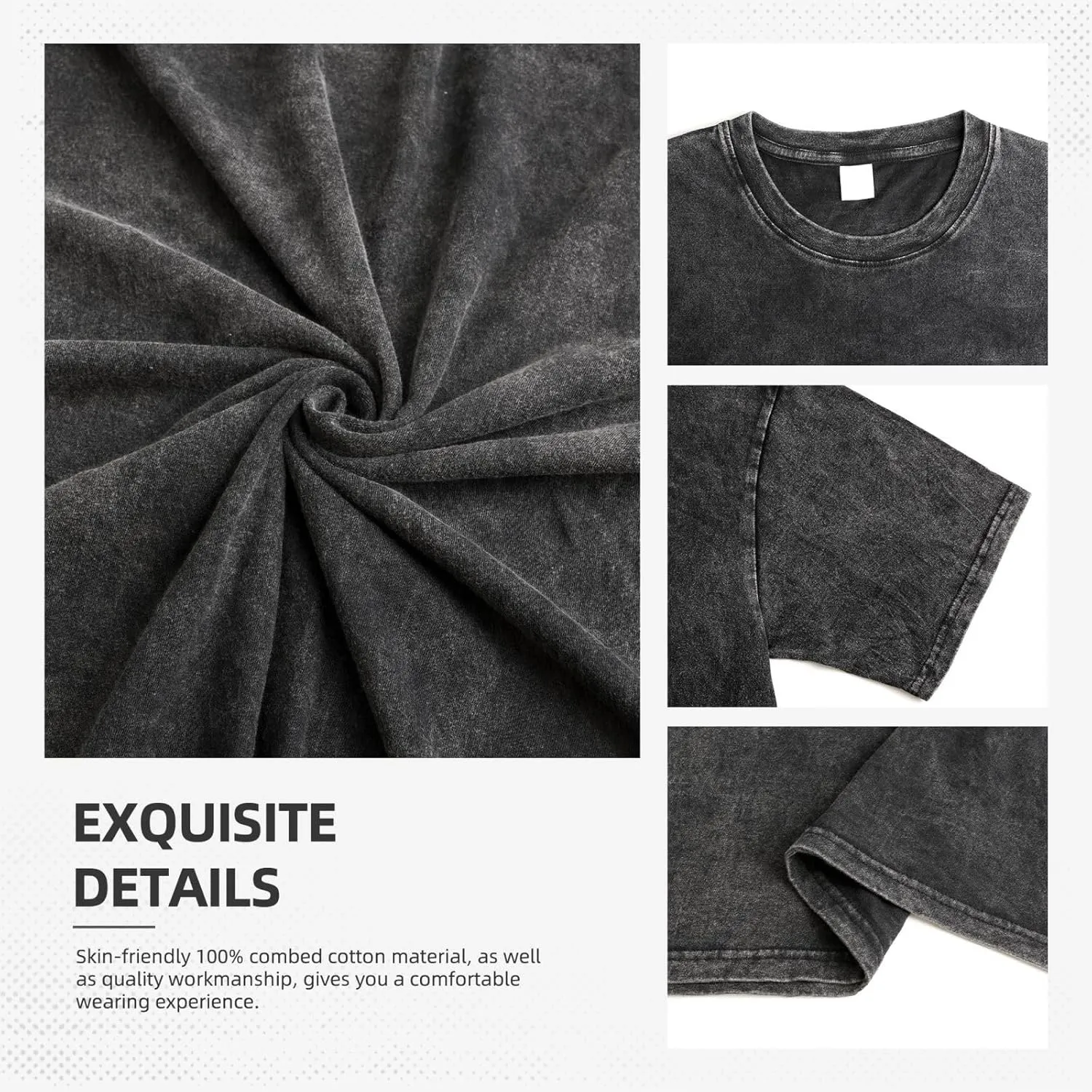 Shirt Men's Oversized Loose Fit Vintage Washed Cotton Casual T-Shirts