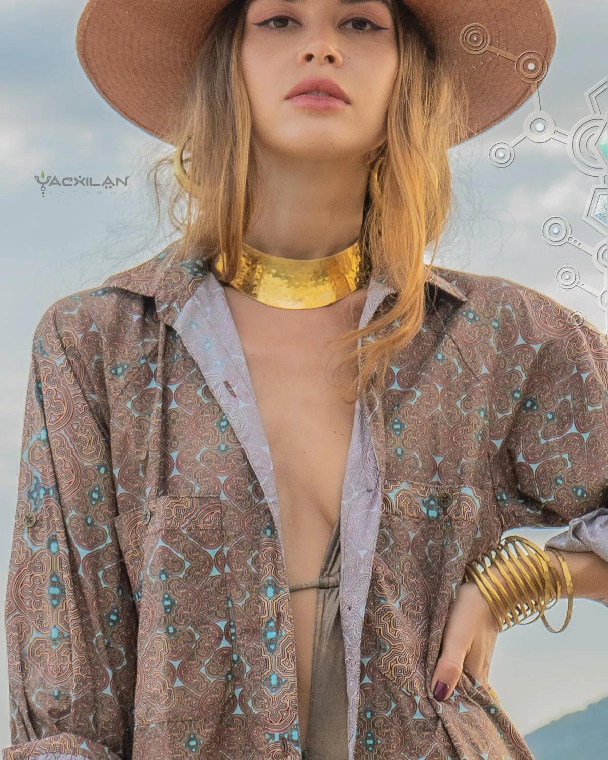Shirt Woman Longsleeve Piratechic / Cotton Popeline - SHIBIZAX