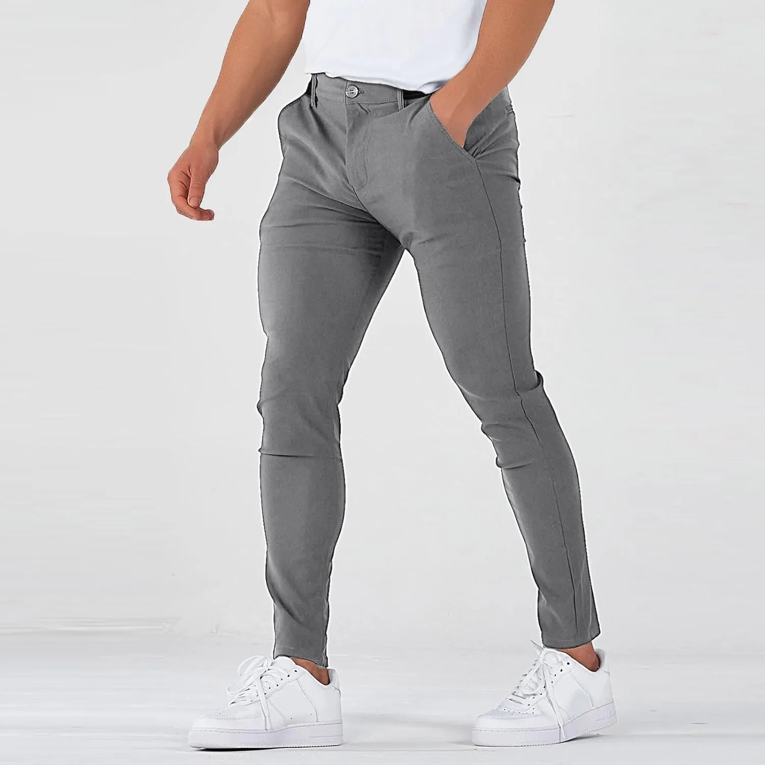 Slim Fit Dress Pants for Men Stretchy Straight Fit Work Pants Mencomfy Tapered Pencil Golf Jogger Pants with Pockets