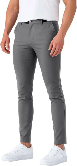 Slim Fit Dress Pants for Men Stretchy Straight Fit Work Pants Mencomfy Tapered Pencil Golf Jogger Pants with Pockets